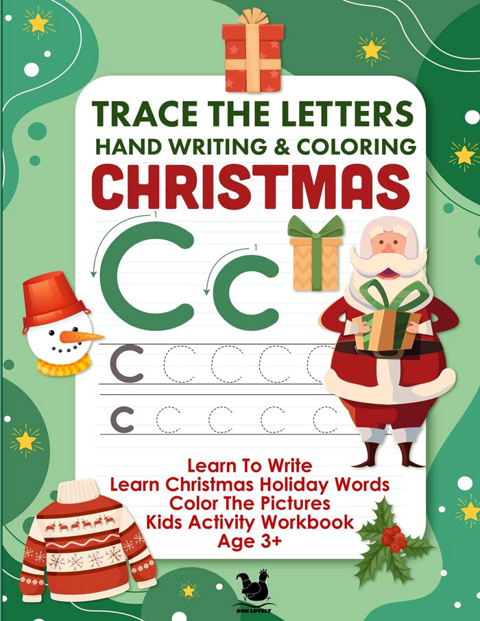 Christmas Letter Tracing And Colouring Book ooh lovely