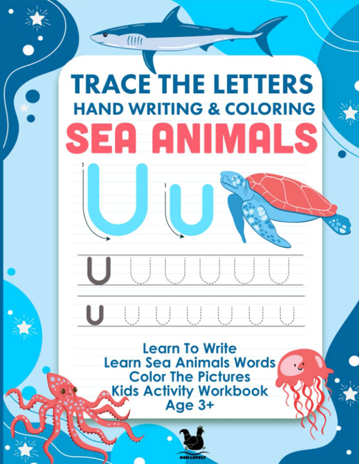 Sea Life Letter Tracing And Colouring Book ooh lovely